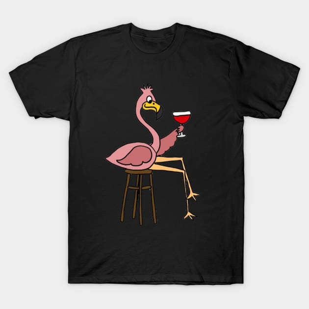 Flamingo Drinking Beer T-Shirt by Manafff